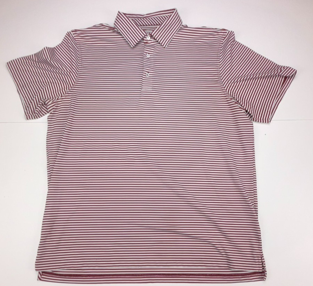 Vineyard Vines Edgartown Performance Polo Shirt Mens XL Maroon White Striped Gol